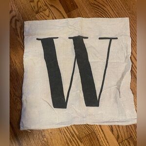 West Elm Accent Pillowcase Letter W